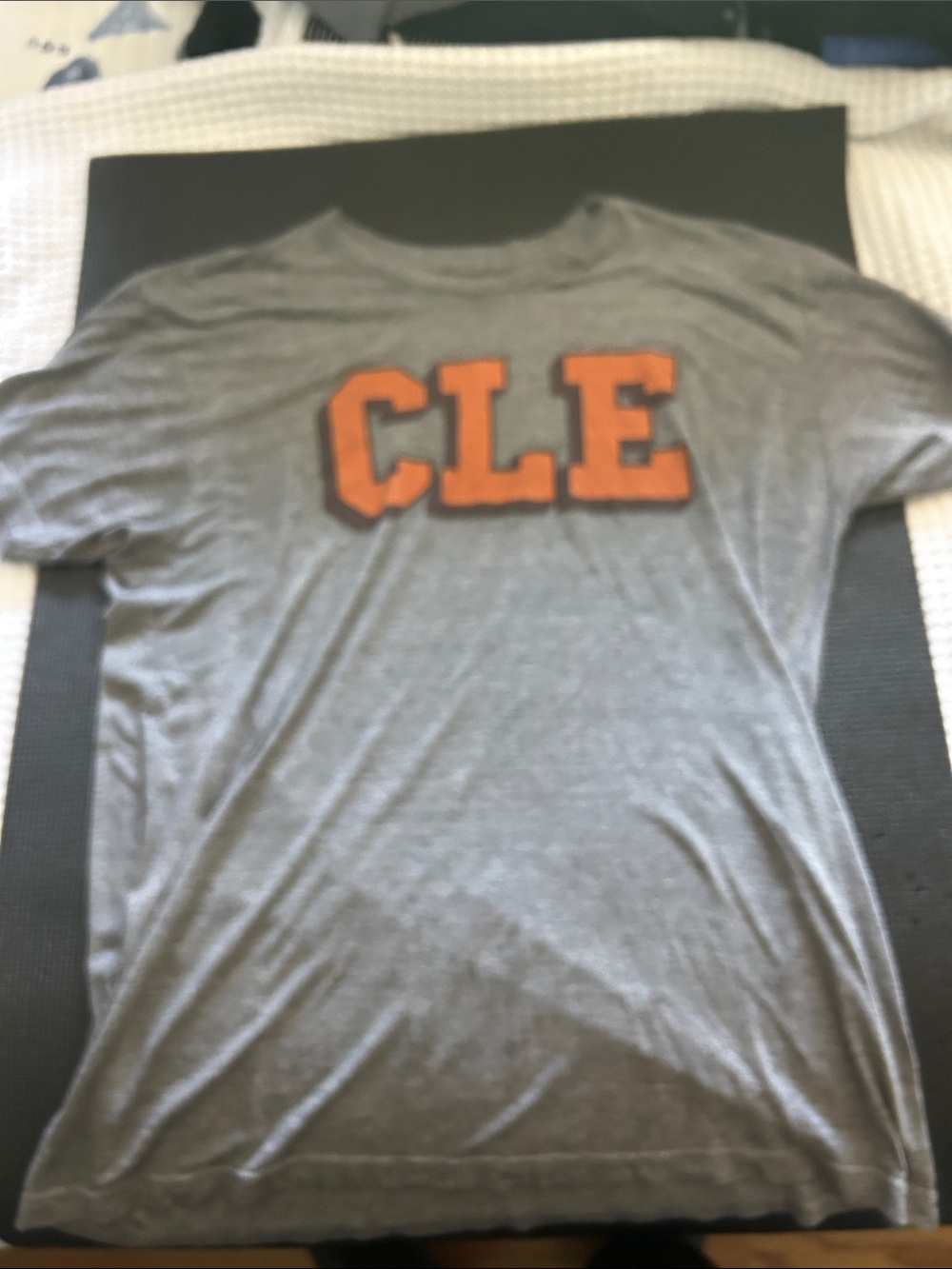 Hanes Gray Short Sleeve Tee with Orange CLE Chest Letters